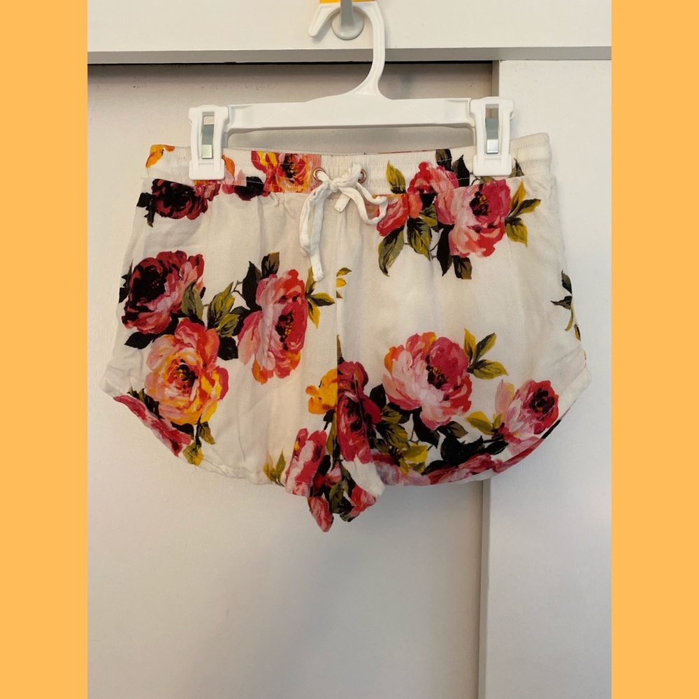 cute floral pink white and yellow soft shorts